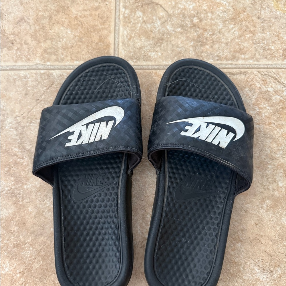 Nike Black and White Slide Sandals